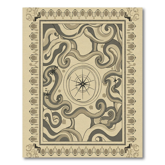 Nautical Compass Swirls Earth Tones Rug