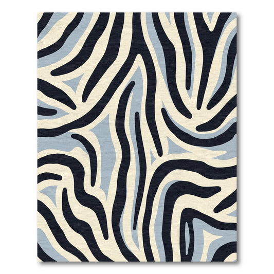 Navy Cream Abstract Zebra Stripe Rug