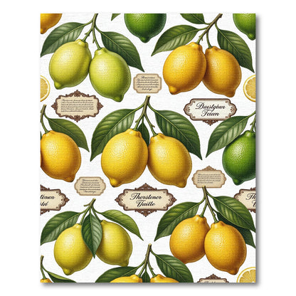 Fresh Yellow Lemon Citrus Botanical Illustration Rug