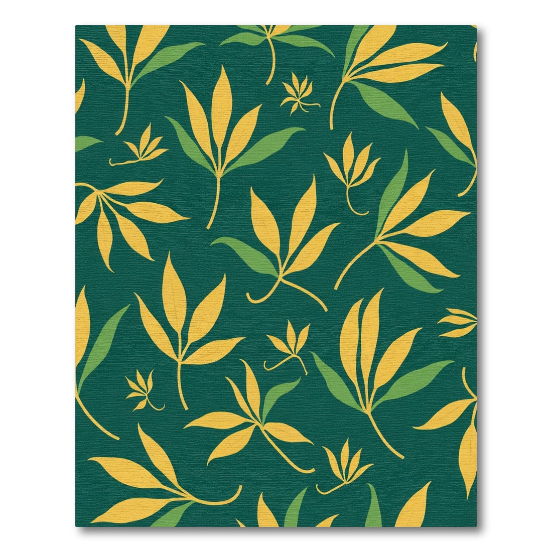 Emerald Green Yellow Leafy Foliage Rug