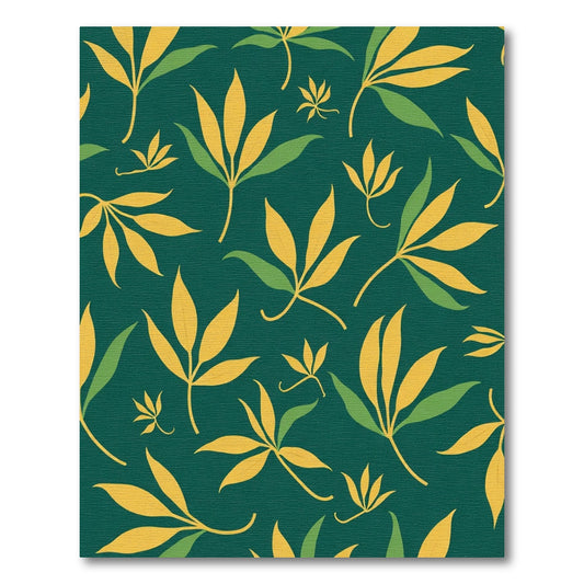 Emerald Green Yellow Leafy Foliage Rug