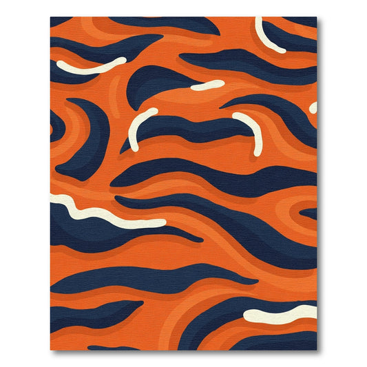 Bold Orange Navy Abstract Waves Rug
