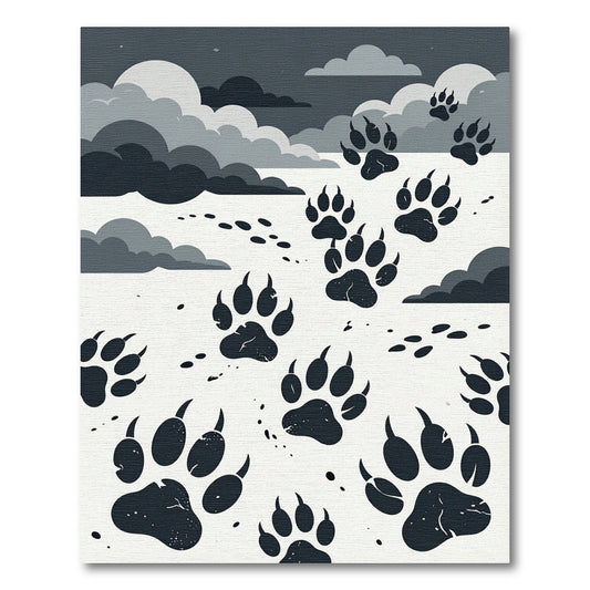 Monochrome Wolf Paw Cloud Landscape Rug