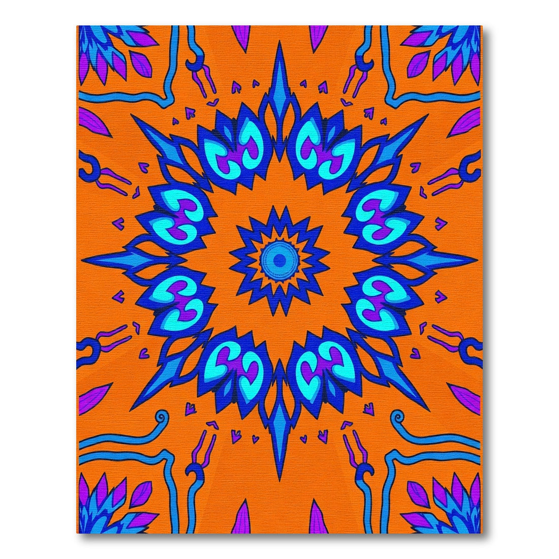Orange Blue Mandala Jewel Design Rug