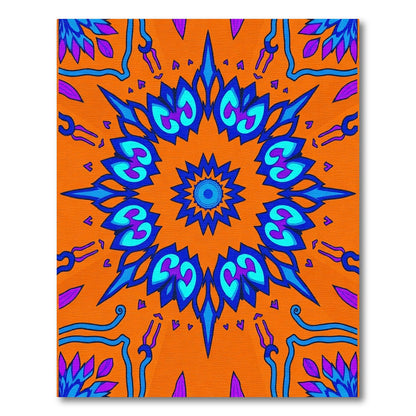 Orange Blue Mandala Jewel Design Rug