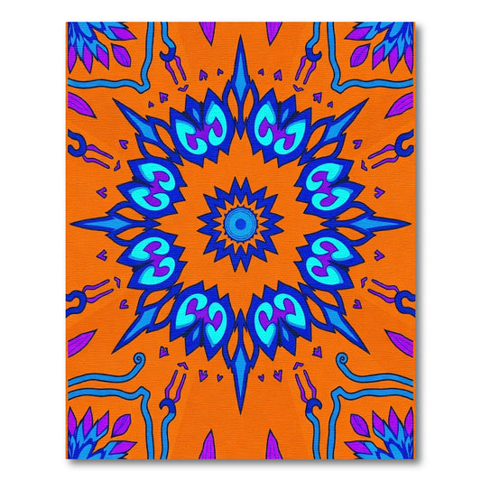 Orange Blue Mandala Jewel Design Rug