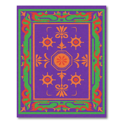 Purple Orange Green Medallion Border Rug