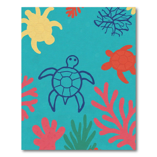 Oceanic Turtles Coral Reef Creatures Rug
