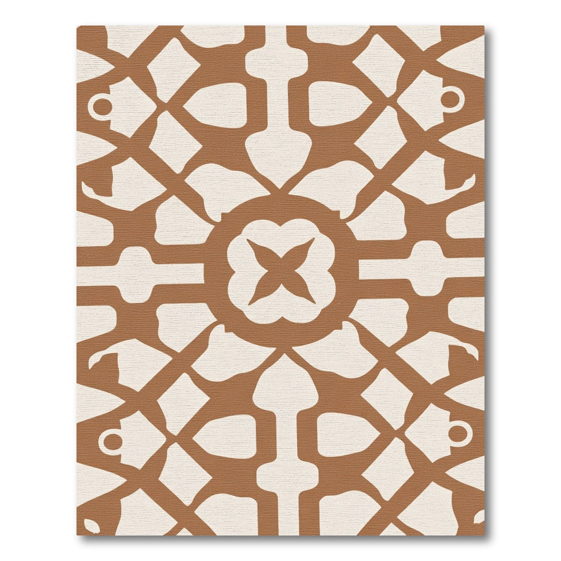 Earthy Brown Geometric Floral Medallion Rug