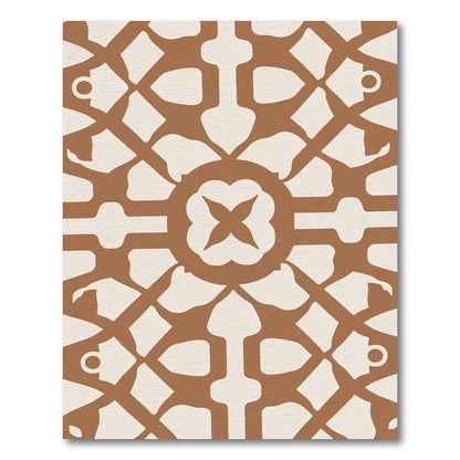 Earthy Brown Geometric Floral Medallion Rug