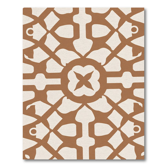 Earthy Brown Geometric Floral Medallion Rug