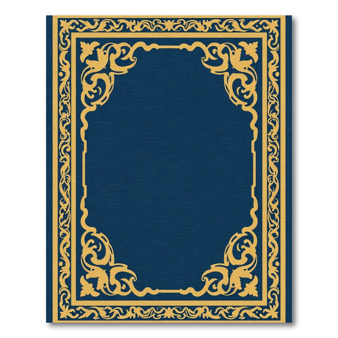Golden Navy Ornate Border Rug