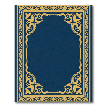 Golden Navy Ornate Border Rug