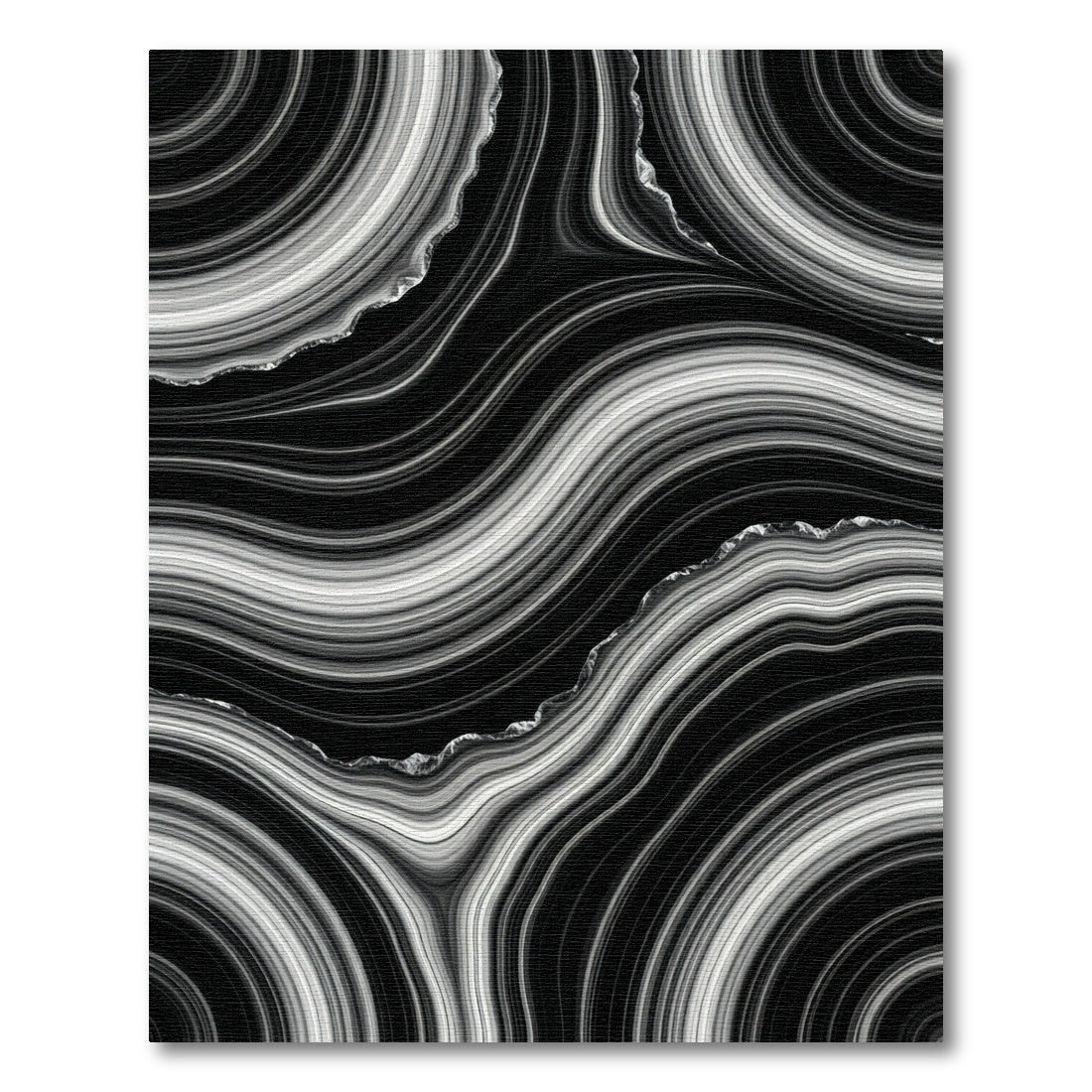 Chic Black White Agate Swirl Rug