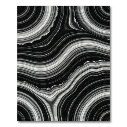 Chic Black White Agate Swirl Rug