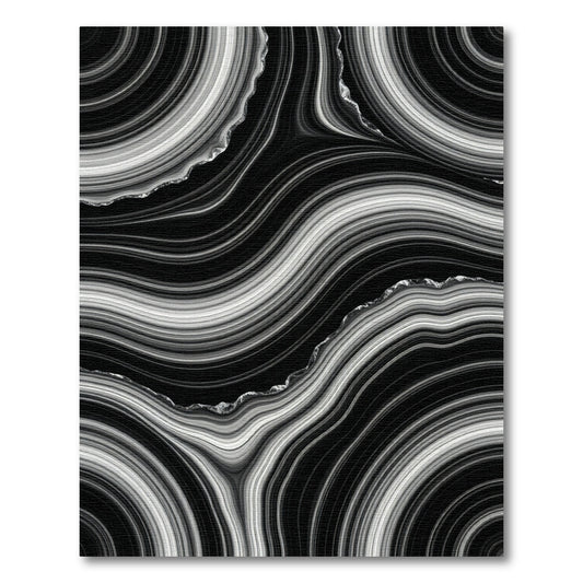 Chic Black White Agate Swirl Rug
