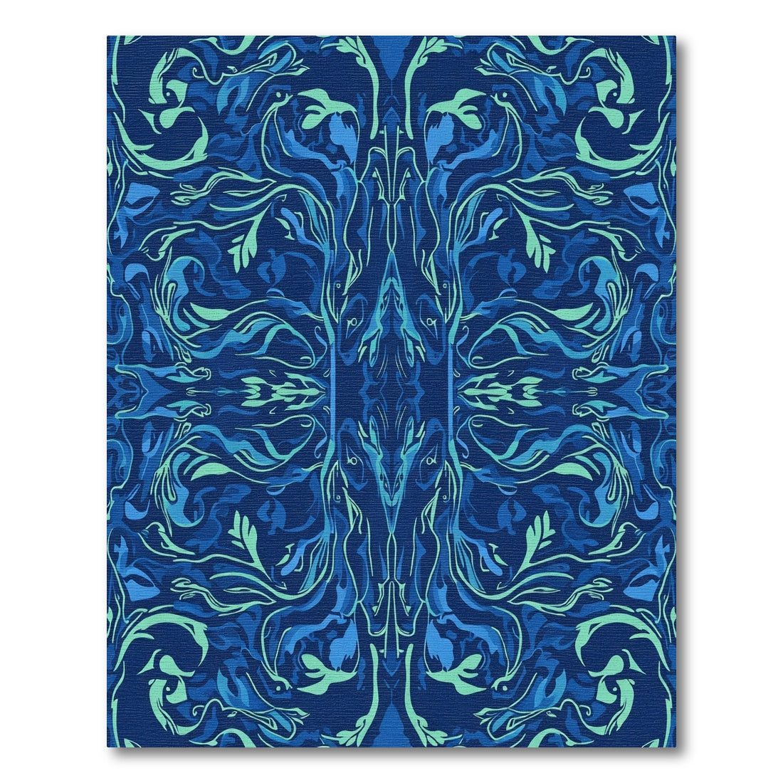 Deep Blue Swirl Botanical Rug