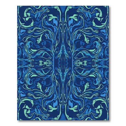 Deep Blue Swirl Botanical Rug