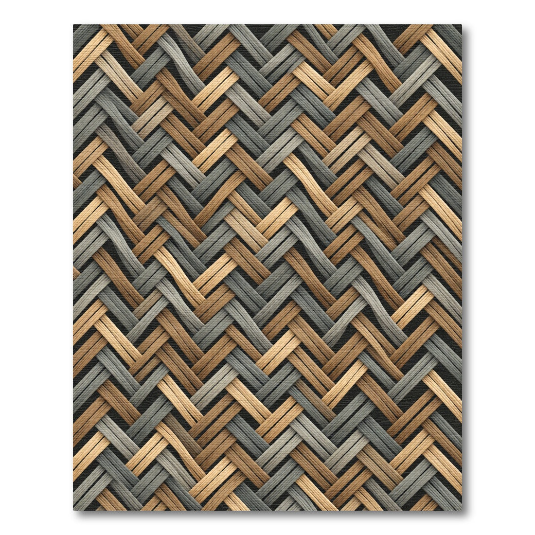 Woven Tan Gray Herringbone Texture Rug