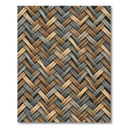 Woven Tan Gray Herringbone Texture Rug