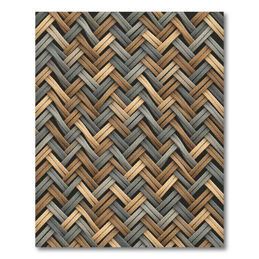 Woven Tan Gray Herringbone Texture Rug