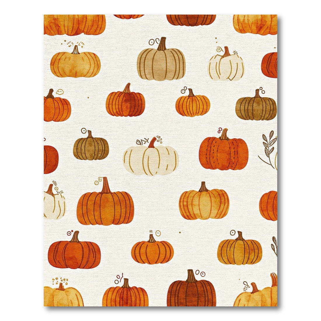 Whimsical Watercolor Pumpkin Warm Tones Rug