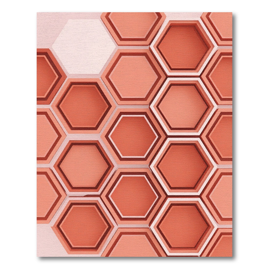 Coral Hexagon Honeycomb Stacked Rug