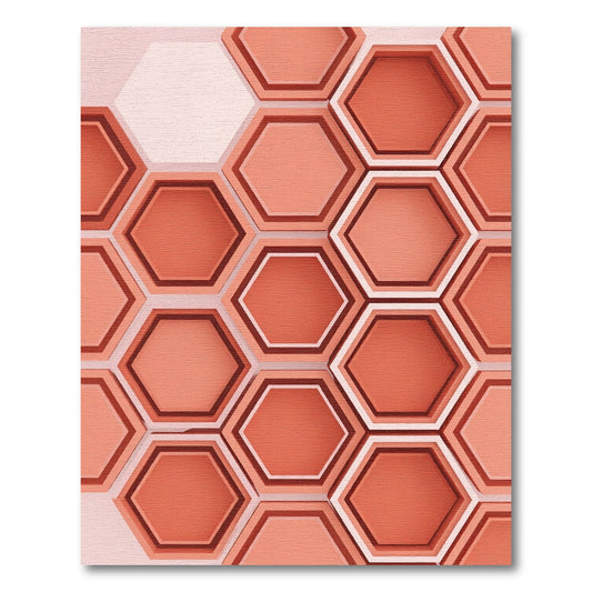 Coral Hexagon Honeycomb Stacked Rug