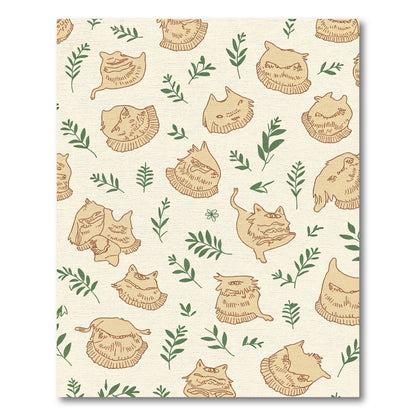 Whimsical Cat Face Botanical Cream Rug