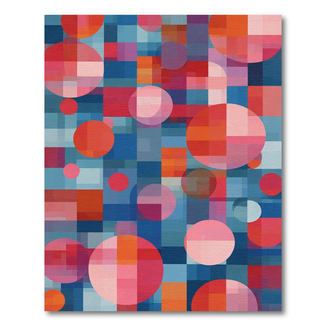 Vibrant Circles Geometric Grid Rug
