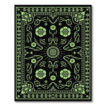 Neon Green Floral Sunburst Medallion Rug