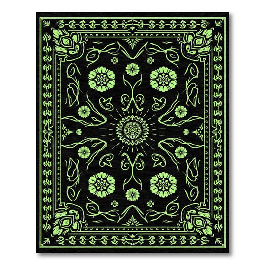 Neon Green Floral Sunburst Medallion Rug
