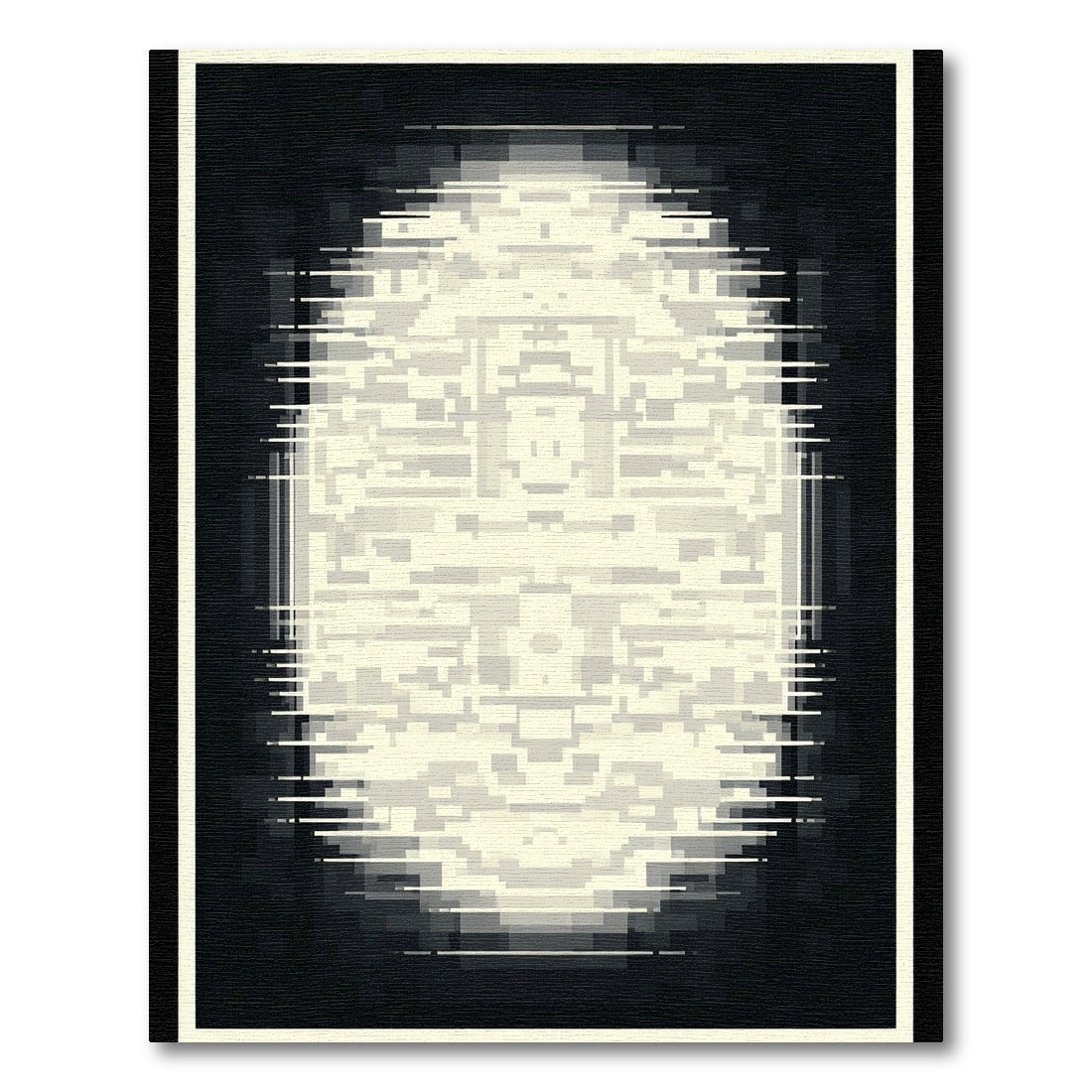 Monochromatic pixelated abstract oval Rug