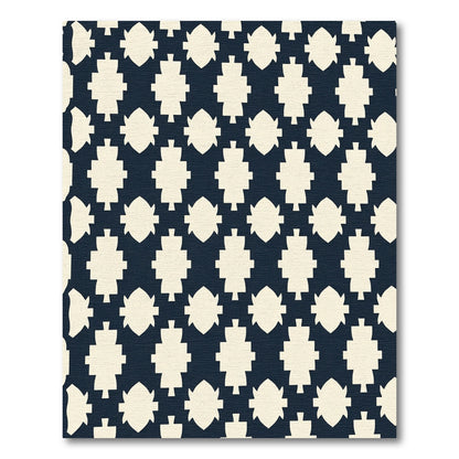 Cream on Navy Blue Geometric Shapes Rug