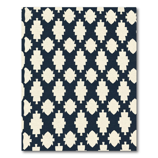 Cream on Navy Blue Geometric Shapes Rug