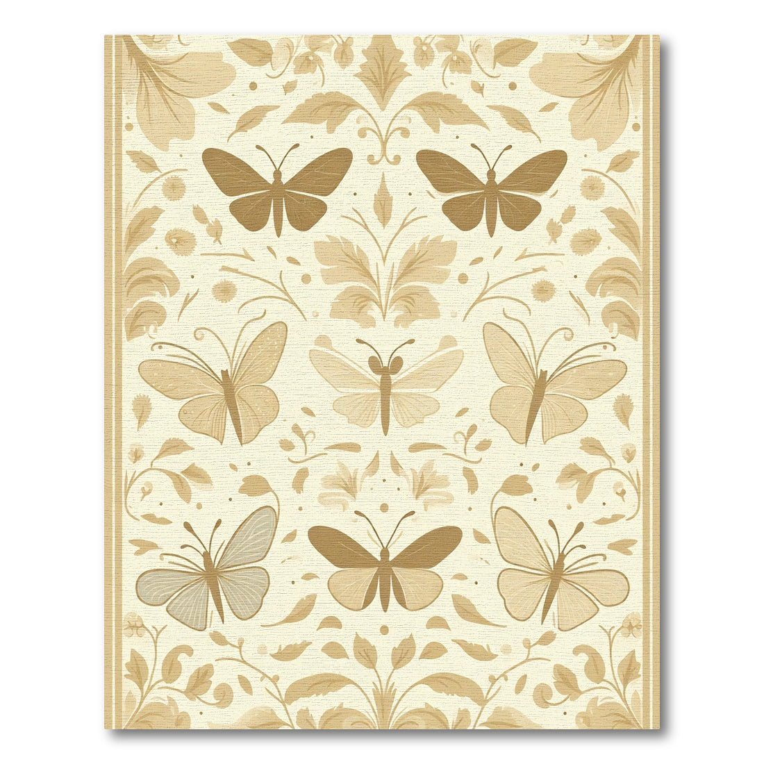 Golden Butterfly Garden Floral Rug