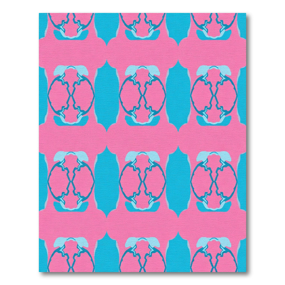 Pink Teal Abstract Organic Blossom Rug