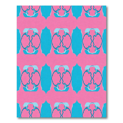 Pink Teal Abstract Organic Blossom Rug