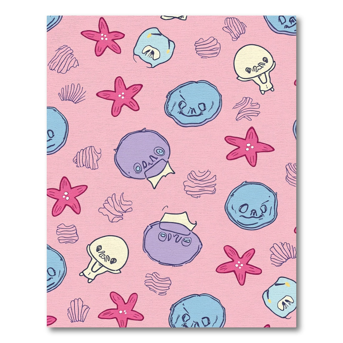 Pink Cartoon Sea Creatures Starfish Rug