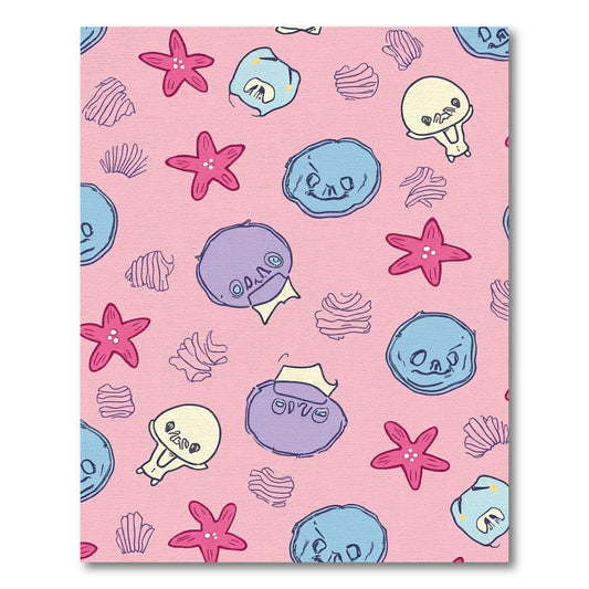 Pink Cartoon Sea Creatures Starfish Rug