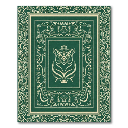 Emerald Tiger Face Ornate Border Rug
