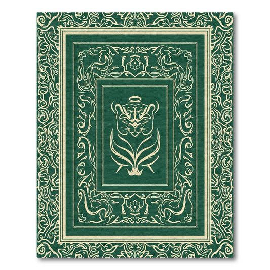 Emerald Tiger Face Ornate Border Rug
