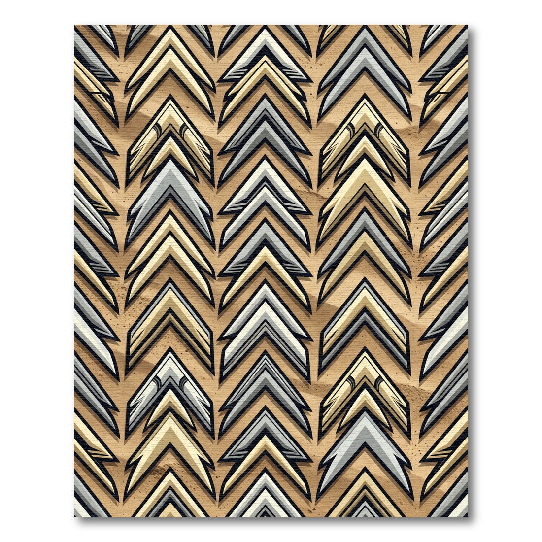 Golden Silver Chevron Layers Rug