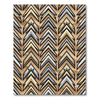 Golden Silver Chevron Layers Rug