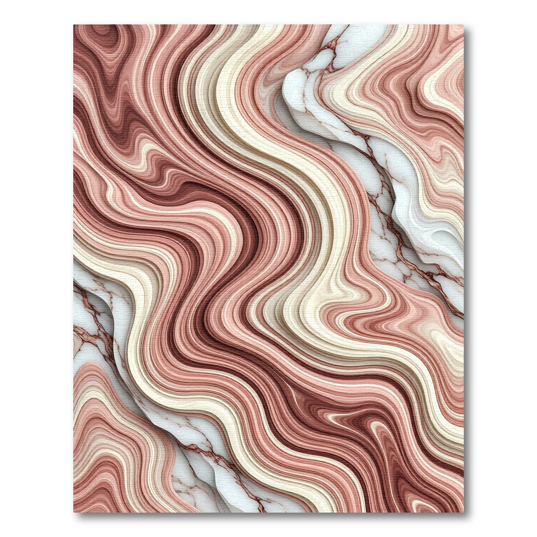 Abstract Blush And Cream Marble Swirl Rug