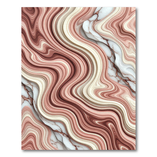Abstract Blush And Cream Marble Swirl Rug