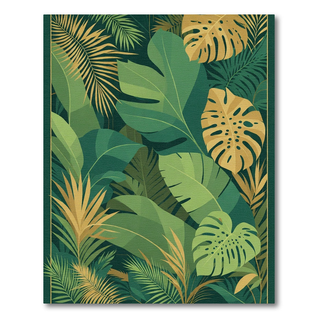 Lush Green Tropical Leafy Jungle Rug
