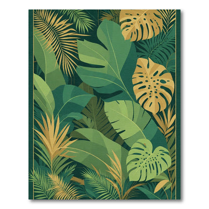 Lush Green Tropical Leafy Jungle Rug