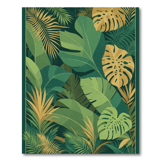 Lush Green Tropical Leafy Jungle Rug