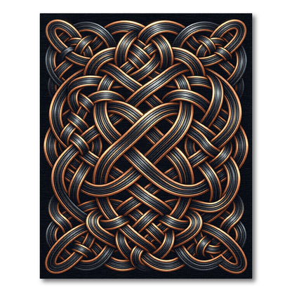 Black and Copper Intricate Celtic Knot Rug